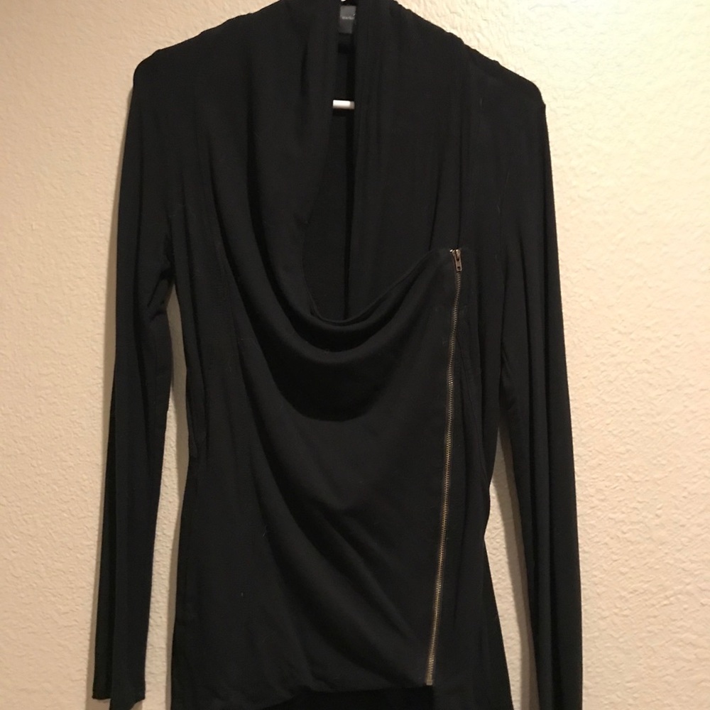 Black Zipper Asymmetrical Cardigan